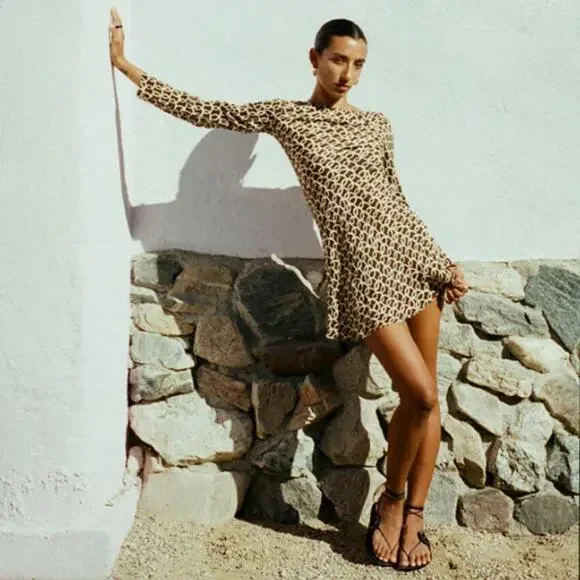 Realisation Par Brown and Cream Mini Dress - Picture 2 of 11